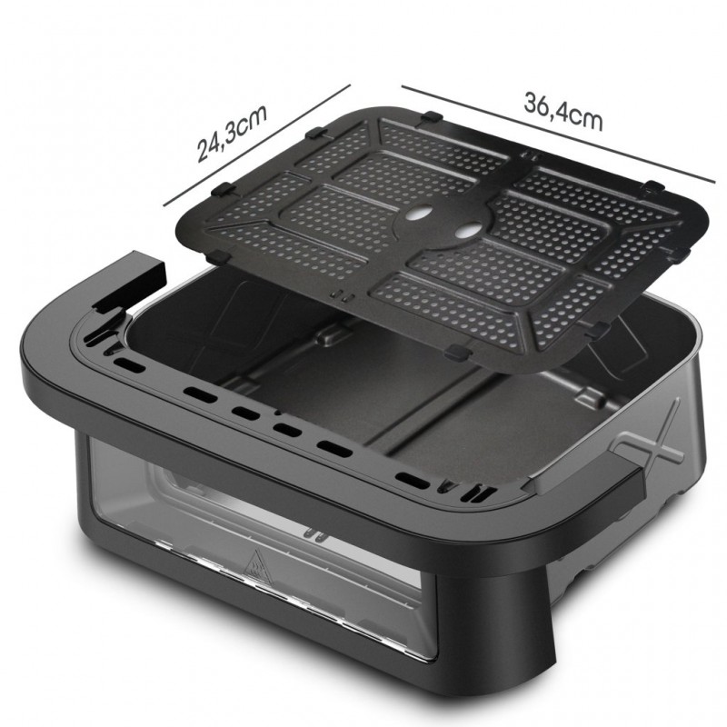 Friteuza cu aer cald 2 in 1 Rohnson R2881 11L,2x5.75l, 2950W, temporizator1-60 min, 8 programe,panou tactil digital LED,3D la 360°, iluminare interioara, protectie supraincalzire ,maner izolat termic
